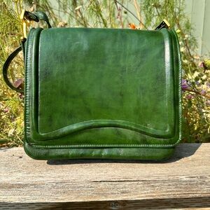Vintage Marbled Green Faux Leather Crossbody Bag